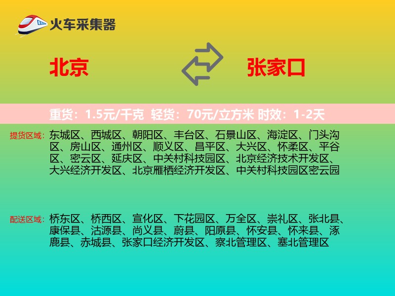 北京到张家口物流专线