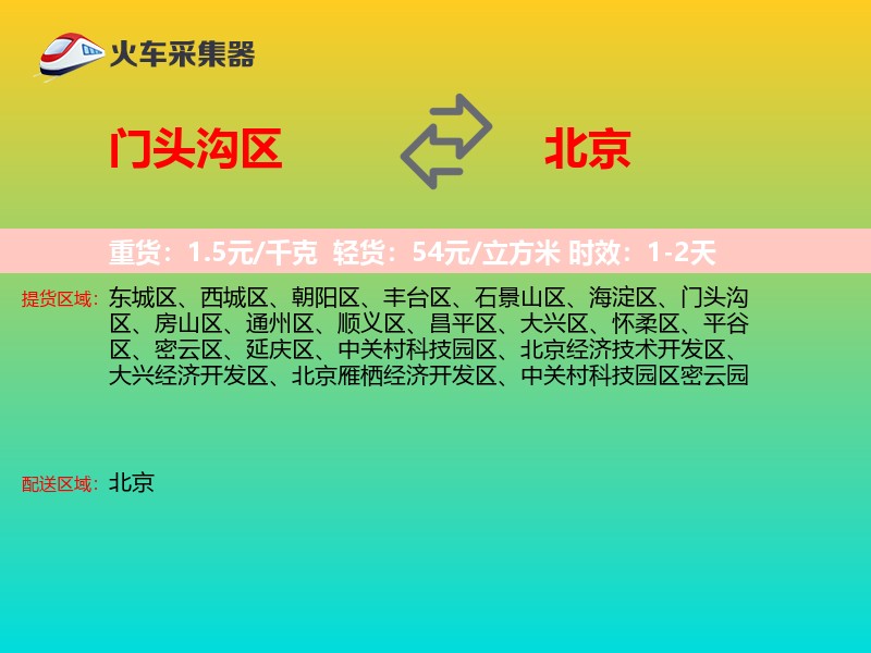 门头沟区到北京物流专线