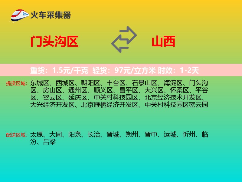 门头沟区到山西长途搬家