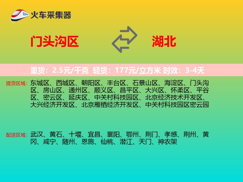 门头沟区到湖北长途搬家