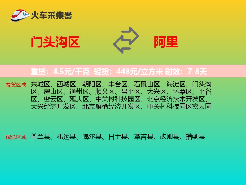 门头沟区到阿里物流专线