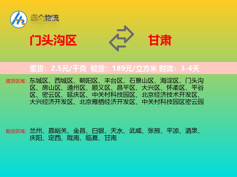 门头沟区到甘肃长途搬家