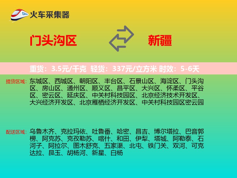 门头沟区到新疆长途搬家