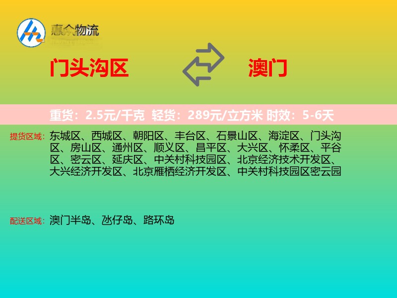 门头沟区到澳门长途搬家