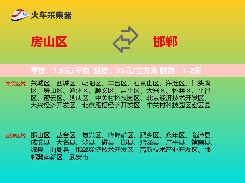 房山区到邯郸物流专线