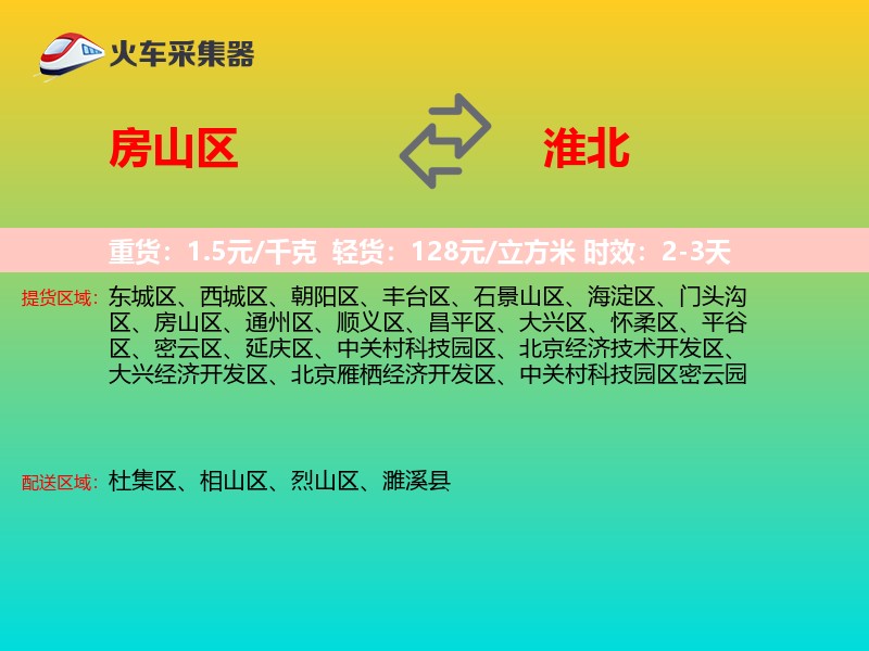 房山区到淮北物流专线