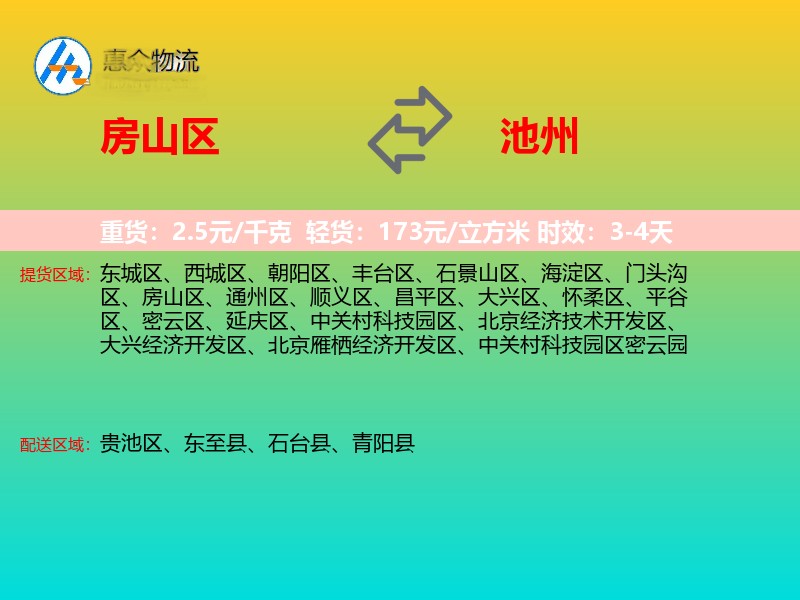 房山区到池州物流专线