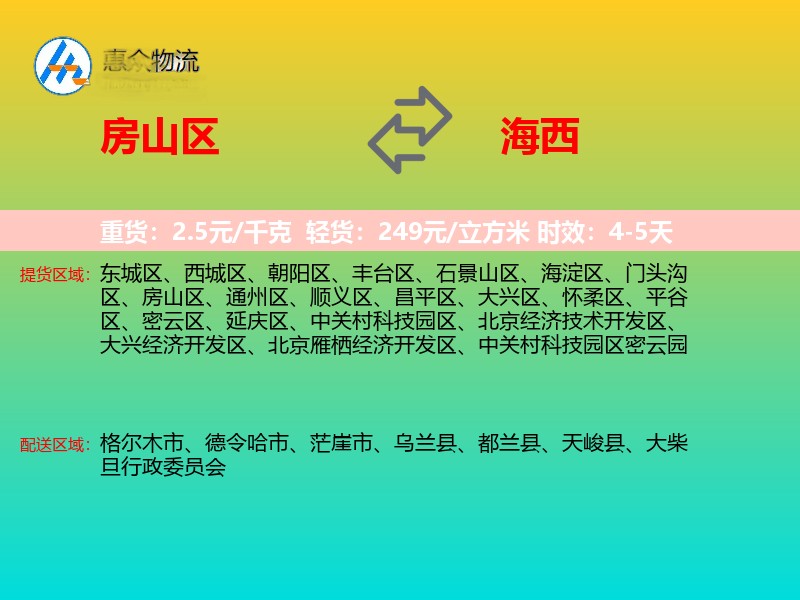 房山区到海西物流专线