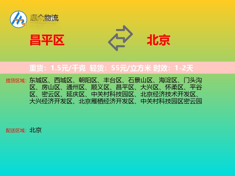 昌平区到北京物流专线
