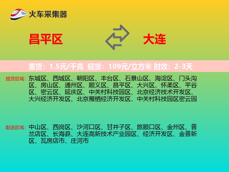 昌平区到大连物流专线