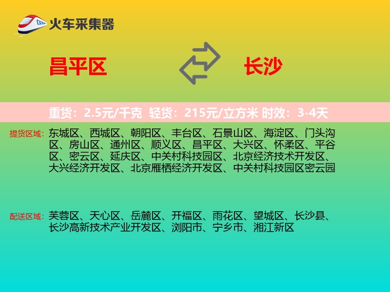 昌平区到长沙物流专线