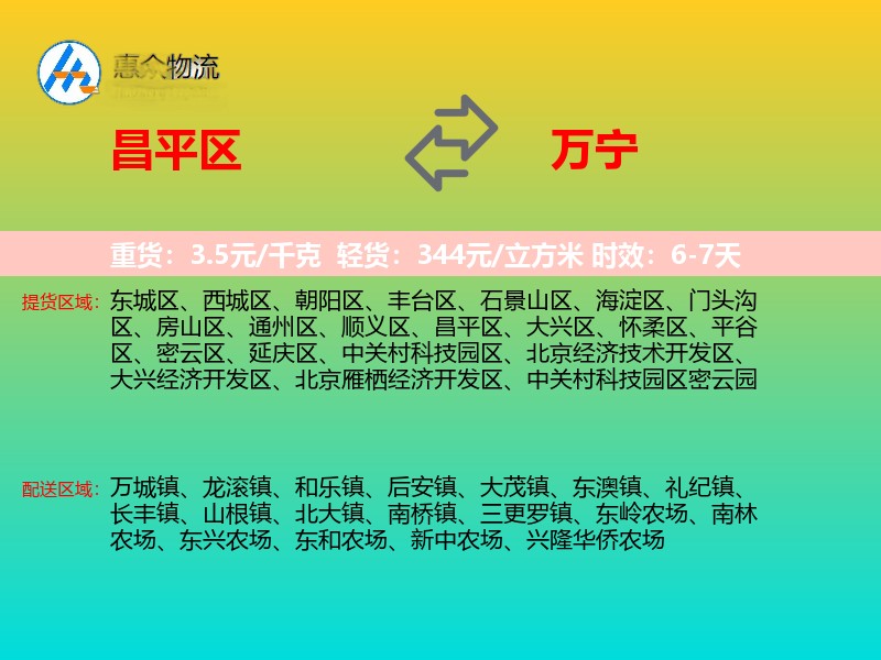 昌平区到万宁物流专线