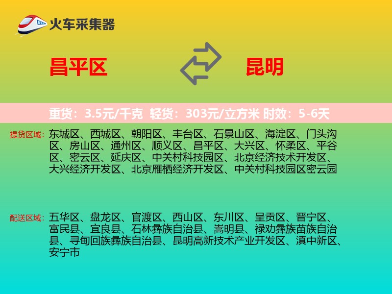 昌平区到昆明物流专线