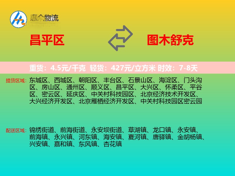 昌平区到图木舒克物流专线