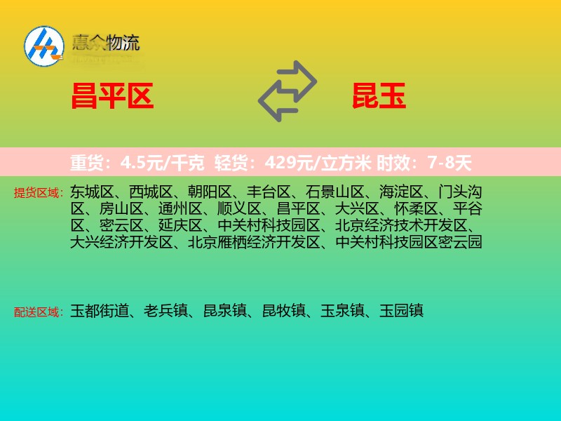 昌平区到昆玉物流专线