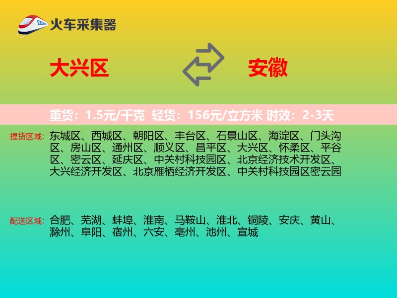 大兴区到安徽长途搬家