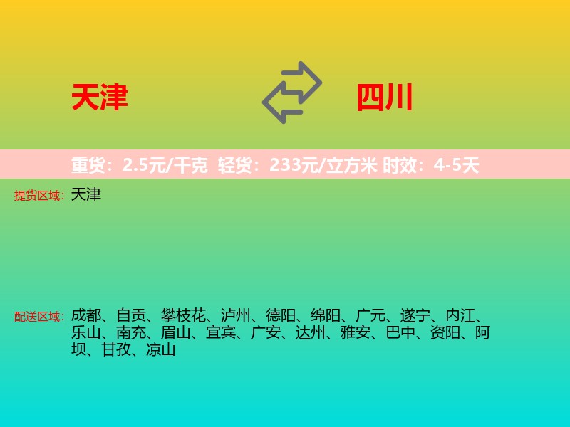 天津到四川长途搬家