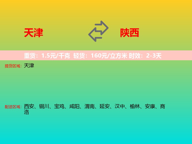天津到陕西长途搬家