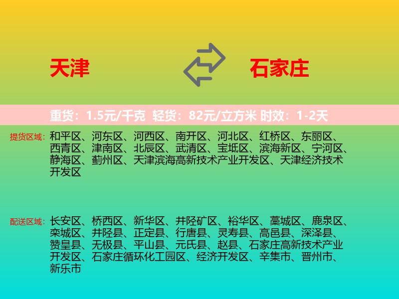天津到石家庄物流专线价格时效