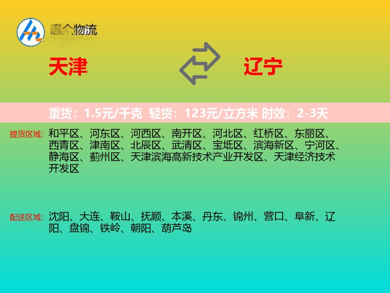 天津到辽宁物流专线
