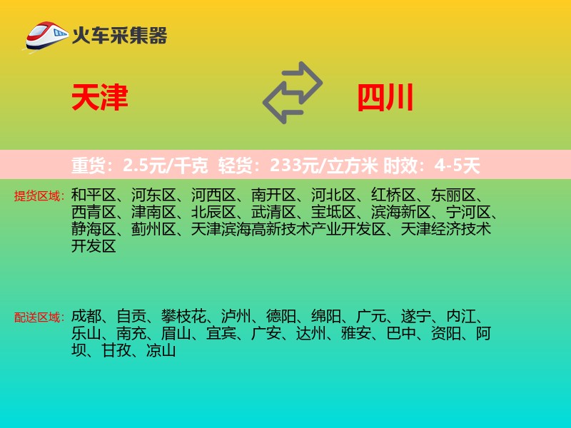 天津到四川物流专线
