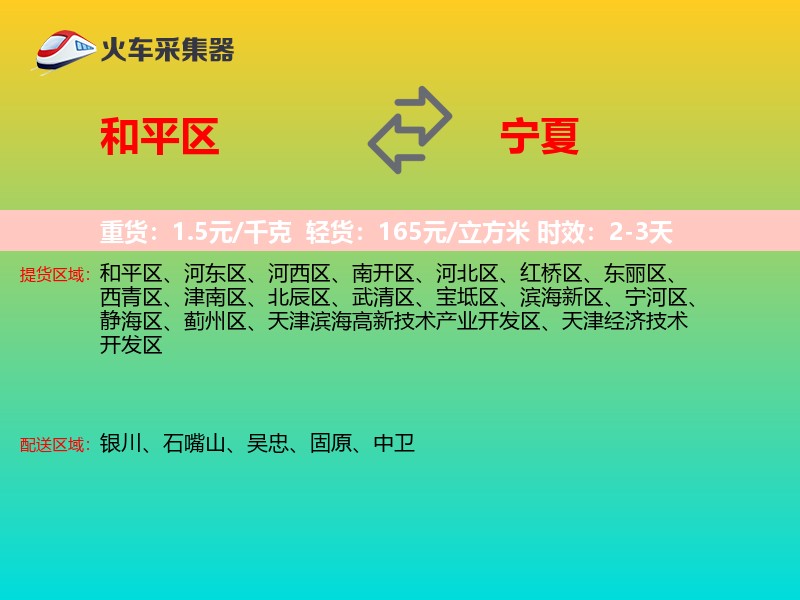 和平区到宁夏物流专线