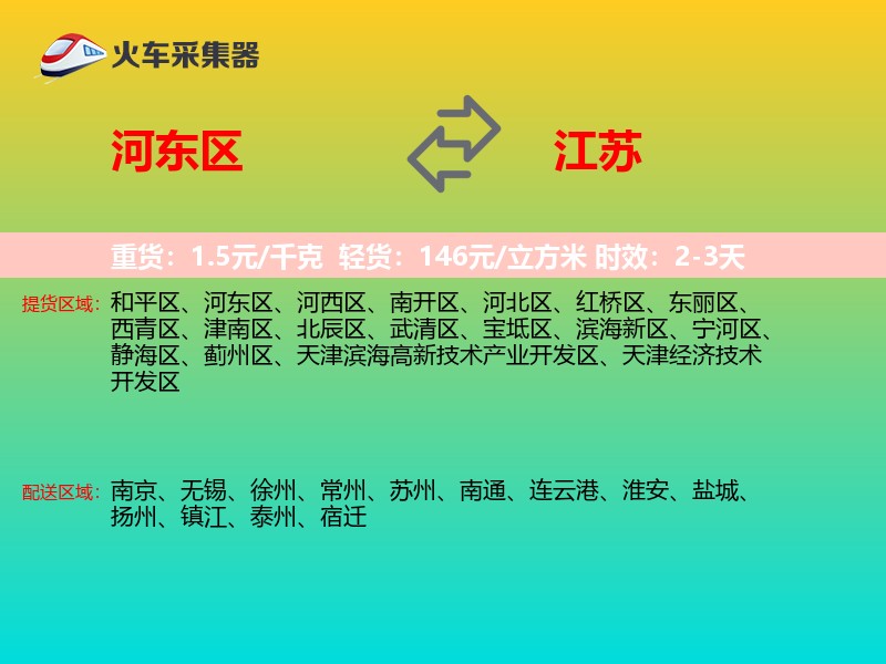 河东区到江苏物流专线