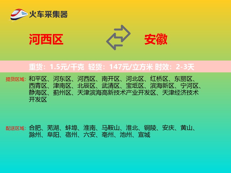 河西区到安徽物流专线