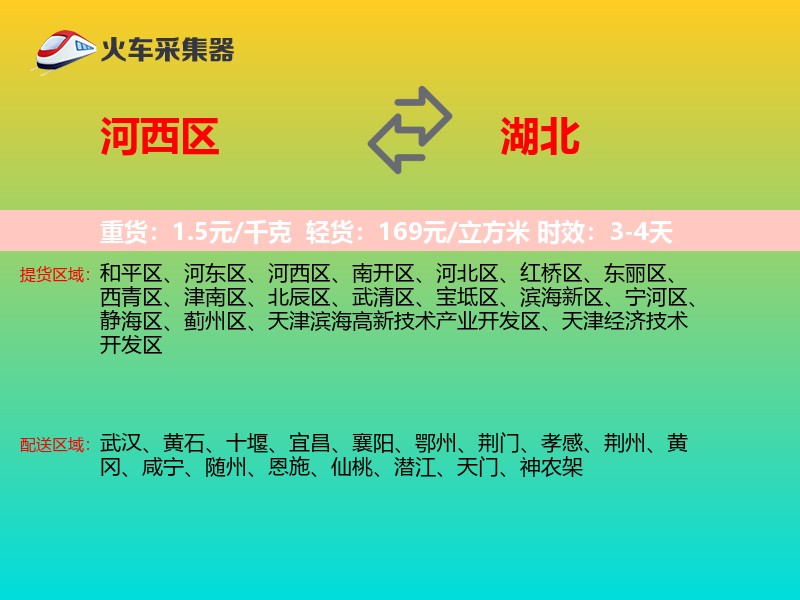 河西区到湖北物流专线