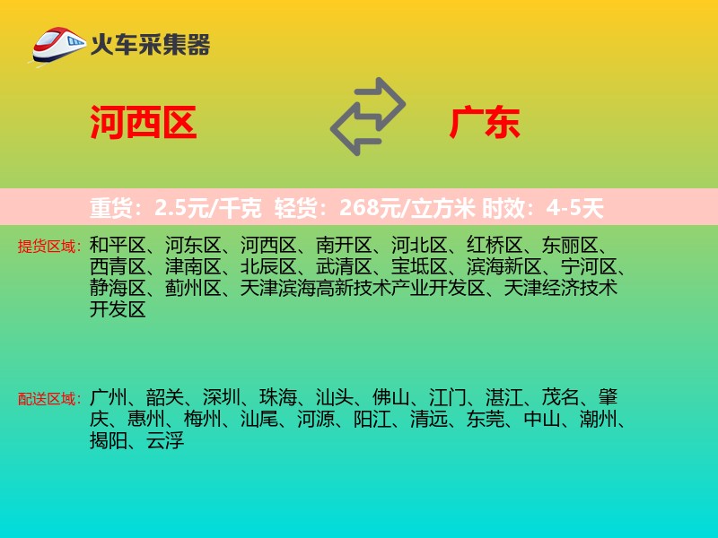 河西区到广东物流专线