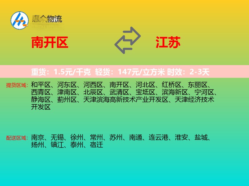 南开区到江苏物流专线