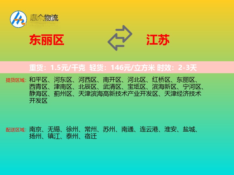 东丽区到江苏物流专线