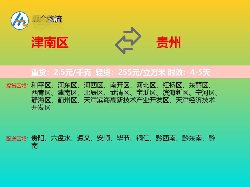 津南区到贵州物流专线