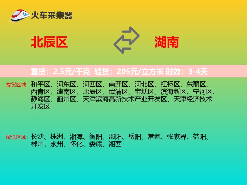 北辰区到湖南物流专线