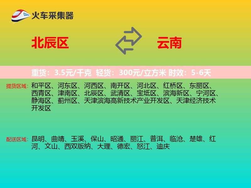 北辰区到云南物流专线