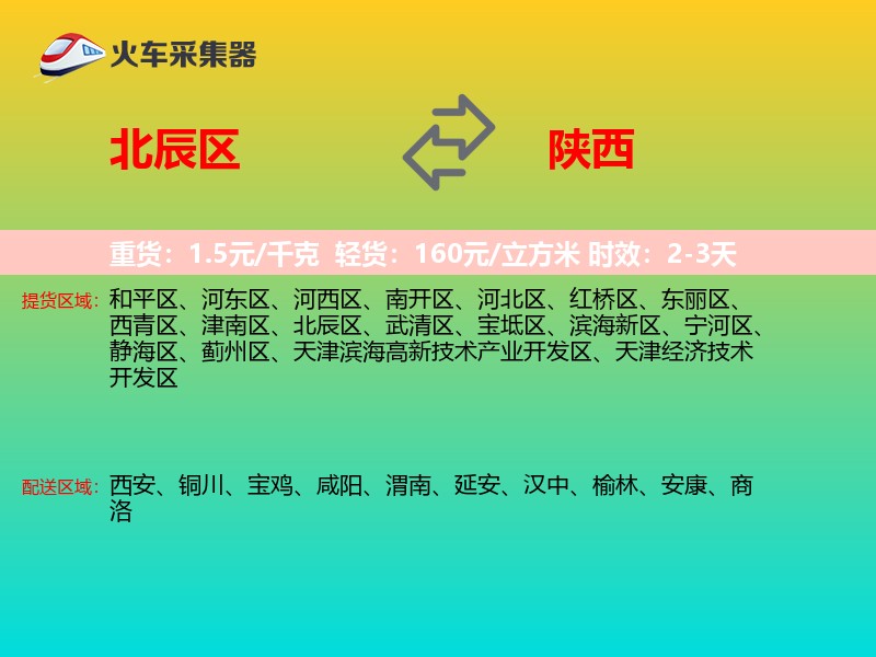 北辰区到陕西长途搬家