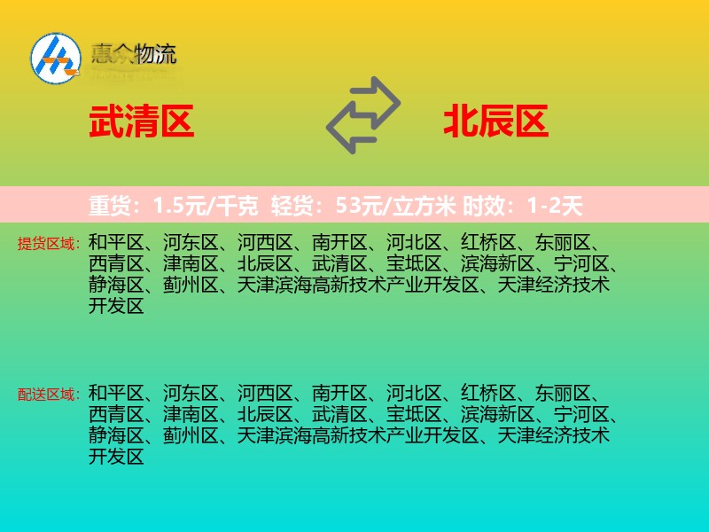 武清区到北辰区物流专线