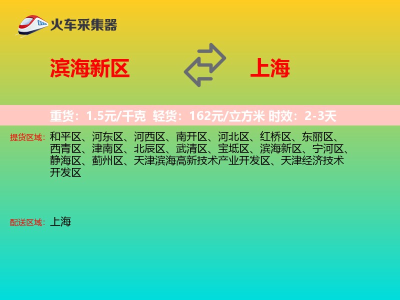 滨海新区到上海物流专线