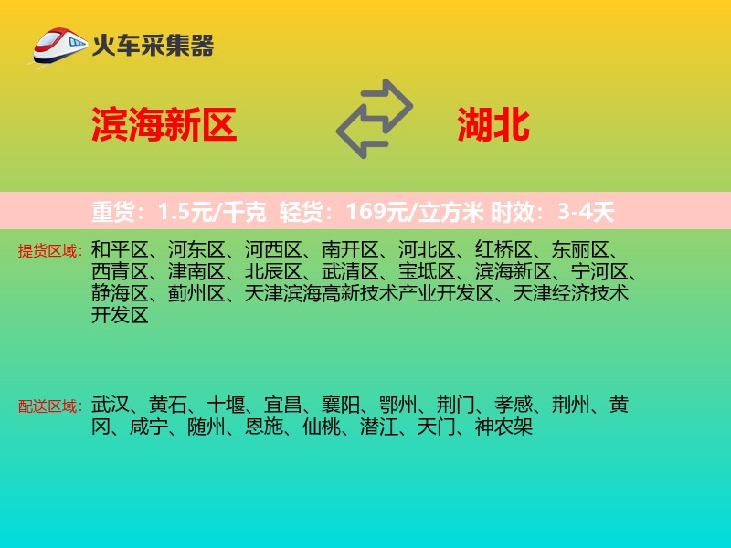 滨海新区到湖北物流专线