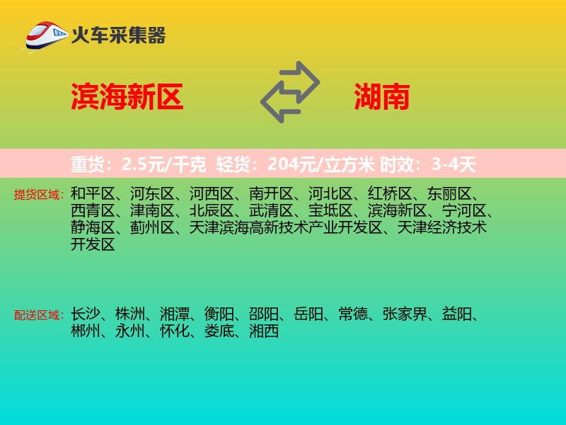 滨海新区到湖南物流专线