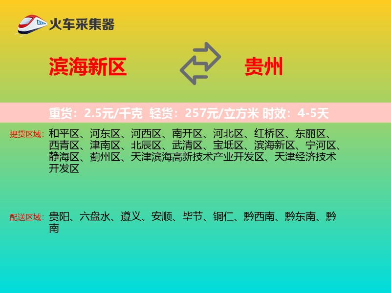 滨海新区到贵州物流专线
