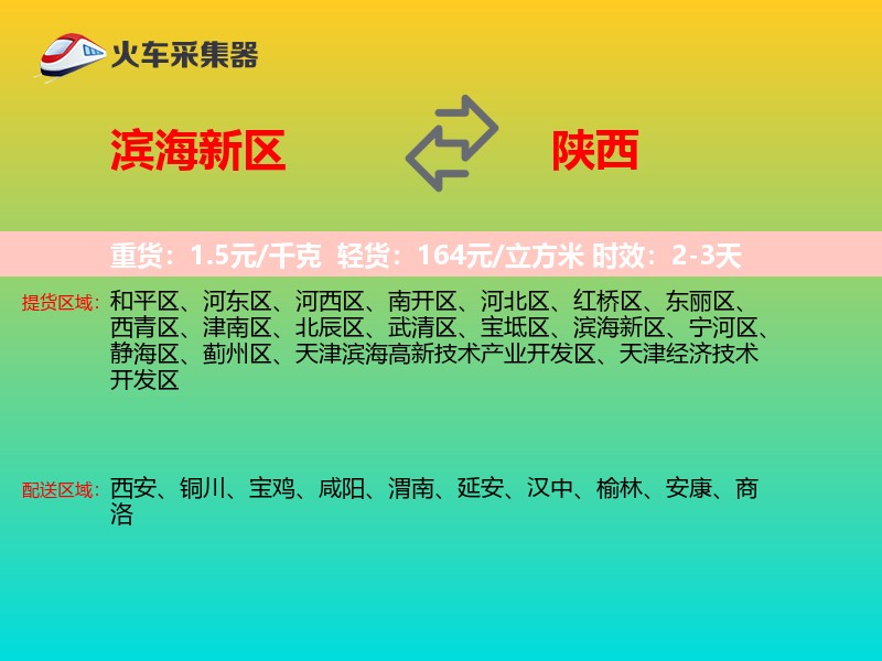 滨海新区到陕西物流专线