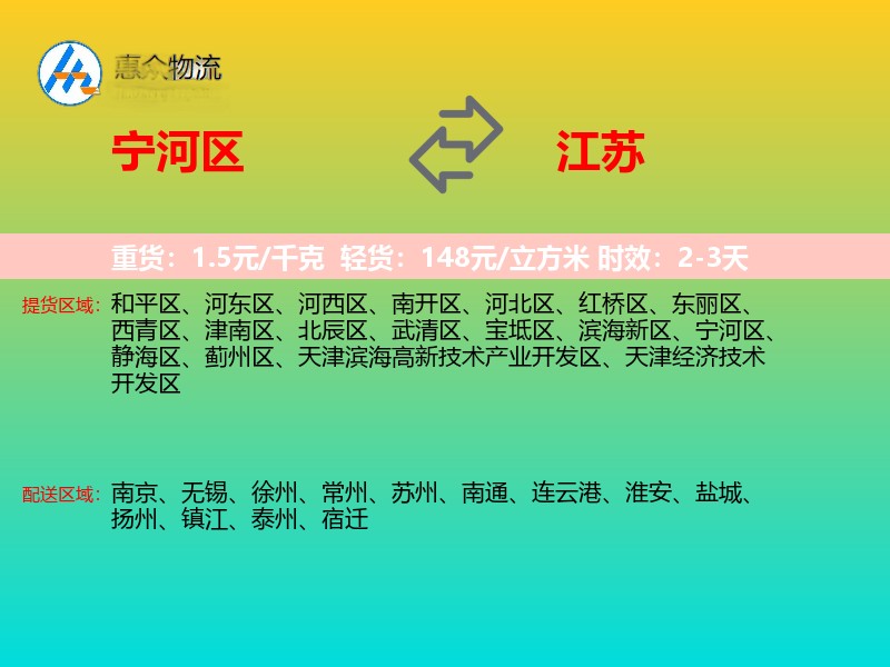 宁河区到江苏物流专线