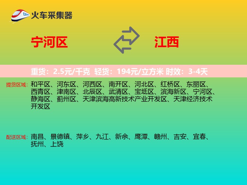 宁河区到江西物流专线