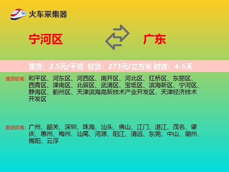 宁河区到广东物流专线