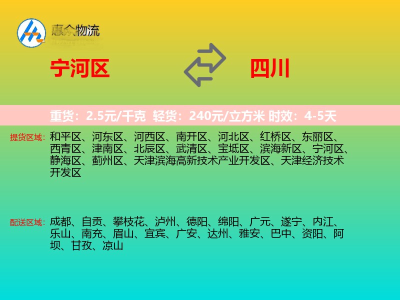 宁河区到四川物流专线
