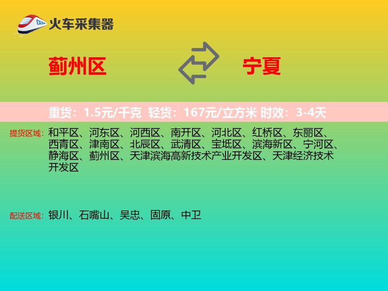 蓟州区到宁夏物流专线