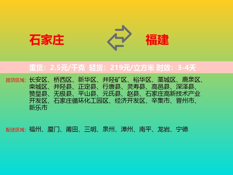 石家庄到福建长途搬家