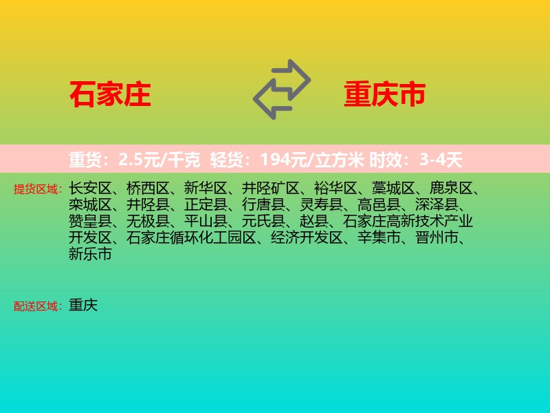 石家庄到重庆市长途搬家