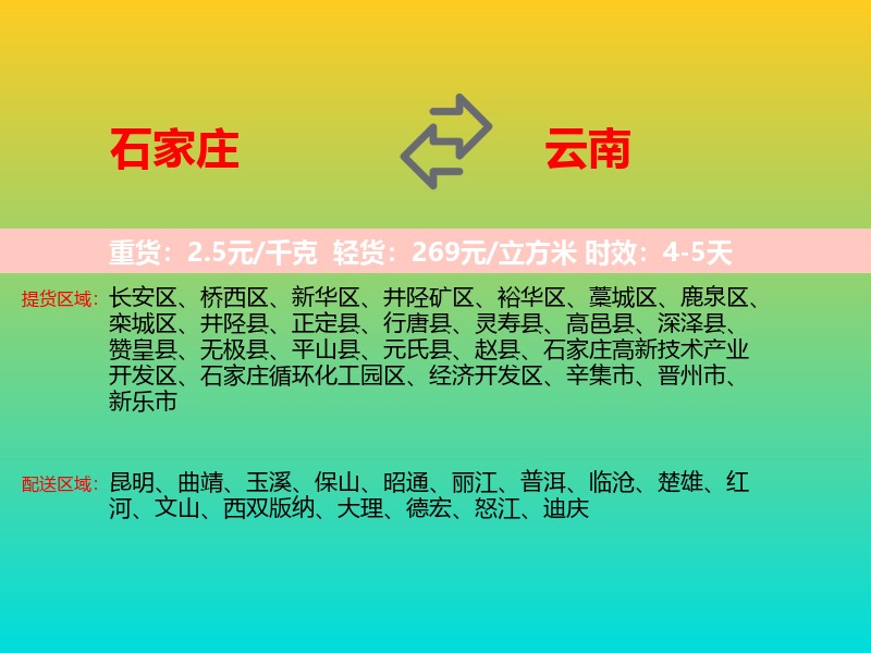 石家庄到云南长途搬家